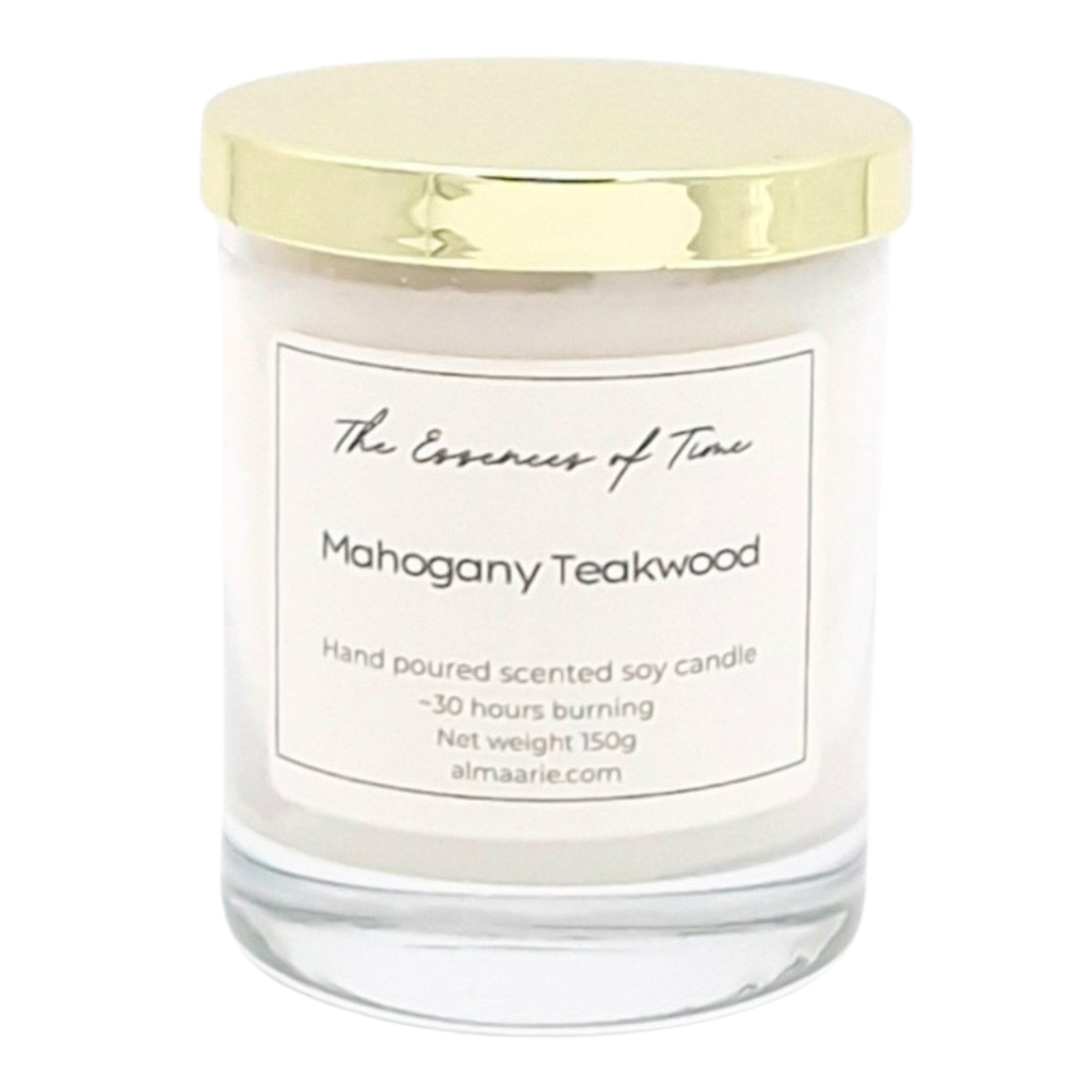 Mahogany and Teakwood scented soya candle